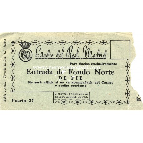 Real Madrid early 1950s ticket