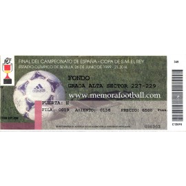 Spanish FA Cup 1999 Final ticket. Atlético de Madrid v Valencia