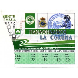 Entrada Panathinaikos vs Deportivo de la Coruña Copa de la UEFA 1999-00﻿ 