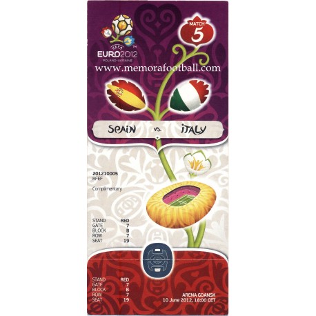 Spain vs Italy 2012 UEFA European Football Championship ticket Spain vs Italy 2012 UEFA European Football Championship ticket