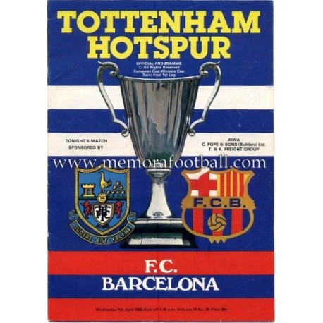 Programa Tottenham Hotspur v FC Barcelona 07-04-1972﻿