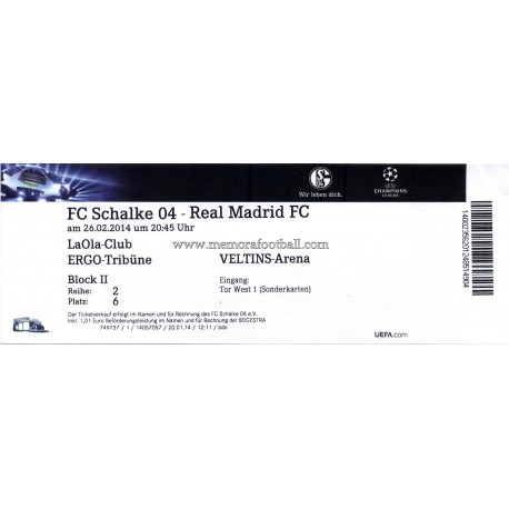 FC Schalke 04 sv Real Madrid 2013-14 Champions League ticket