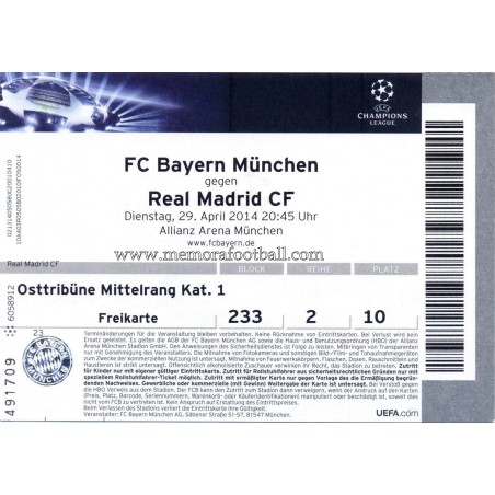 FC Bayern München vs Real Madrid 2013-14 Champions League ticket