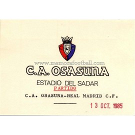 Osasuna vs Real Madrid 13-10-1985 Invitación para el Presidente