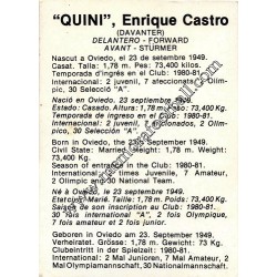 Enrique Castro "QUINI" card﻿, 1980´s