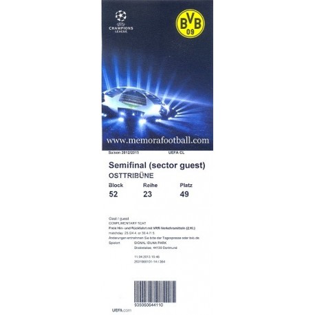 Borussia Dormund v Real Madrid. Semifinal Champions League 2012-13 