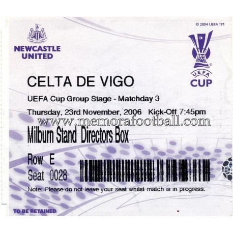 Newcastle United vs Celta de Vigo UEFA 23/11/2006