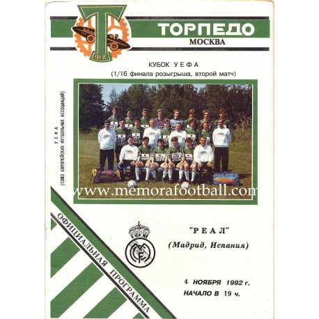 FC Torpedo Moscow v Real Madrid - UEFA Cup 1992-93 1/16 Final programme