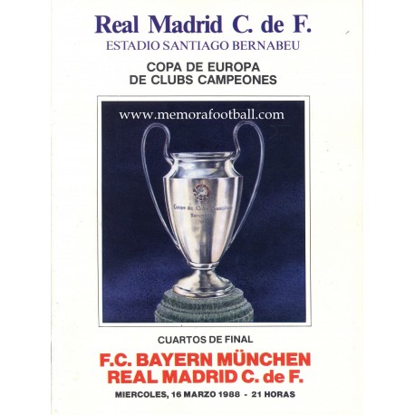 Real Madrid v Bayern Munchën - European Cup 1/4 Final 16/03/1988 programme