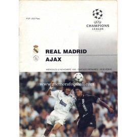 Real Madrid v Ajax - UEFA Champions league 22/11/1995 programme
