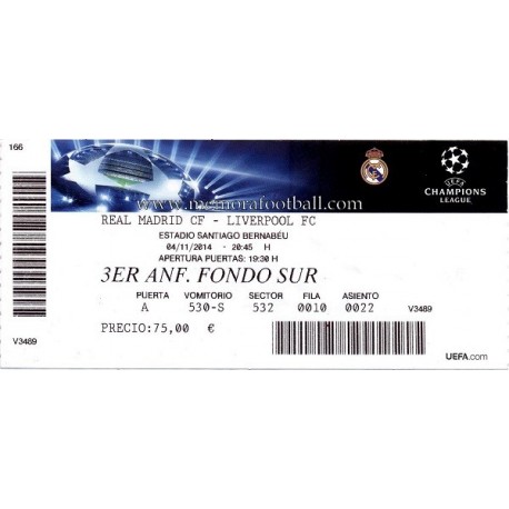 Real Madrid vs Liverpool 2014-15 Champions League ticket