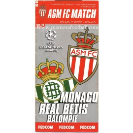 AS Monaco v Real Betis UEFA Champions League 2005/2006 programme