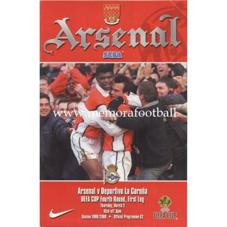 Arsenal v Deportivo de la Coruña UEFA Cup 1999/2000 Official Programme