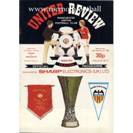 Manchester United v Valencia CF UEFA Cup 15-09-82 official programme