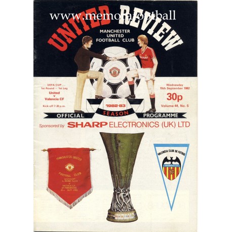 Manchester United v Valencia CF UEFA Cup 15-09-82 official programme