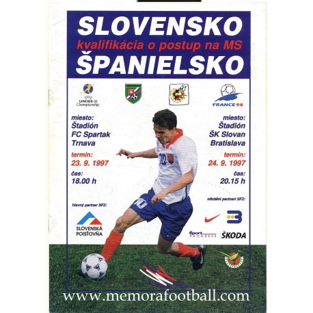 Slovakia v Spain FIFA World Cup 1998 Qualifier Programme	