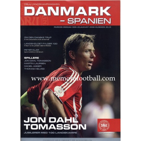 Denmark v Spain 20-08-2008 Friendly Match programme 