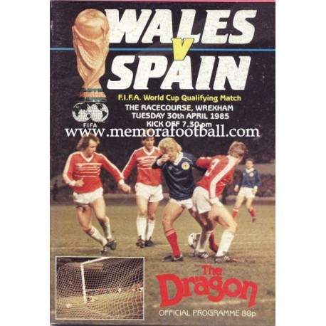Wales v Spain 1986 FIFA World Cup Qualifying Match programme
