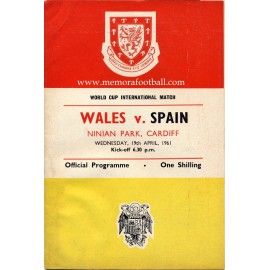 Wales v Spain 1962 FIFA World Cup Qualifying Match programme
