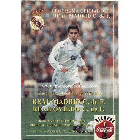 Real Madrid v Real Oviedo LFP 17/09/1995 Official Programme﻿