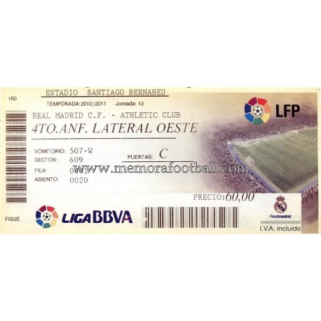 Real Madrid vs Athletic Club LFP 2010-11 entrada Real Madrid vs Athletic Club LFP 2010-11 entrada