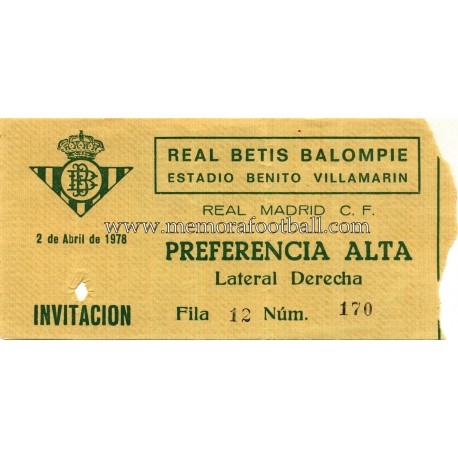 Real Betis v Real Madrid 02-04-1978