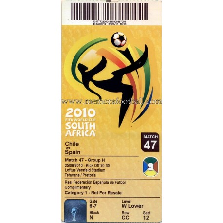 Chile vs ﻿Spain - 2010 FIFA World Cup  ticket﻿