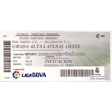 2012 Santiago Bernabéu Trophy ticket