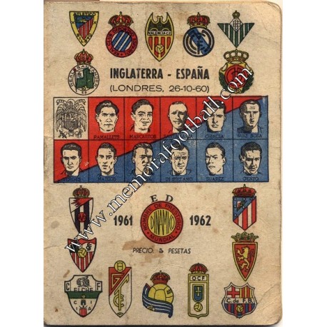 Calendario 1ª Division 1961-1962 