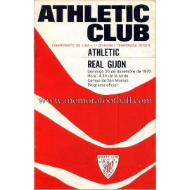 Athletic Club vs Real Gijón 1970 official programme