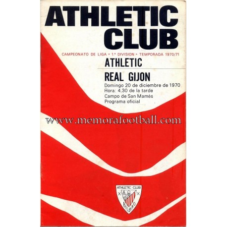 Athletic Club vs Real Gijón 1970 programa oficial