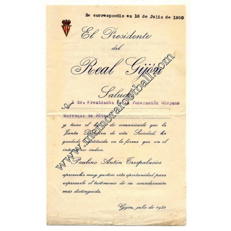 Real Gijón document 1950