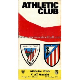Athletic Club vs Atlético de Madrid 27-10-1974 official programme