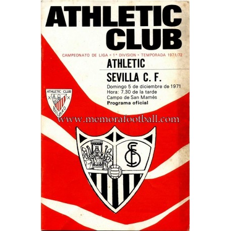 Programa del partido Athletic Club vs Sevilla CF 05-12-71