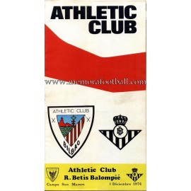 Programa del partido Athletic Club vs Real Betis 01-12-74