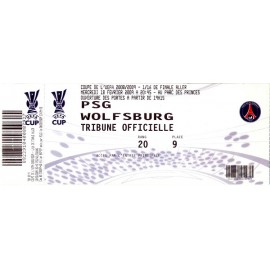 PSG vs Wolfsburg 18-02-2009 UEFA Cup ticket 