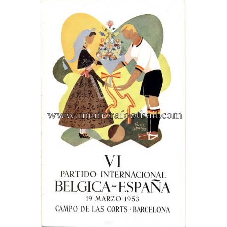 Spain vs Belgium 19-03-1953 friendly match ticket Spain vs Belgium 19-03-1953 friendly match ticket