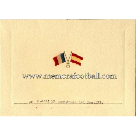 Spain vs France 17-03-1955 Official Dinner menu